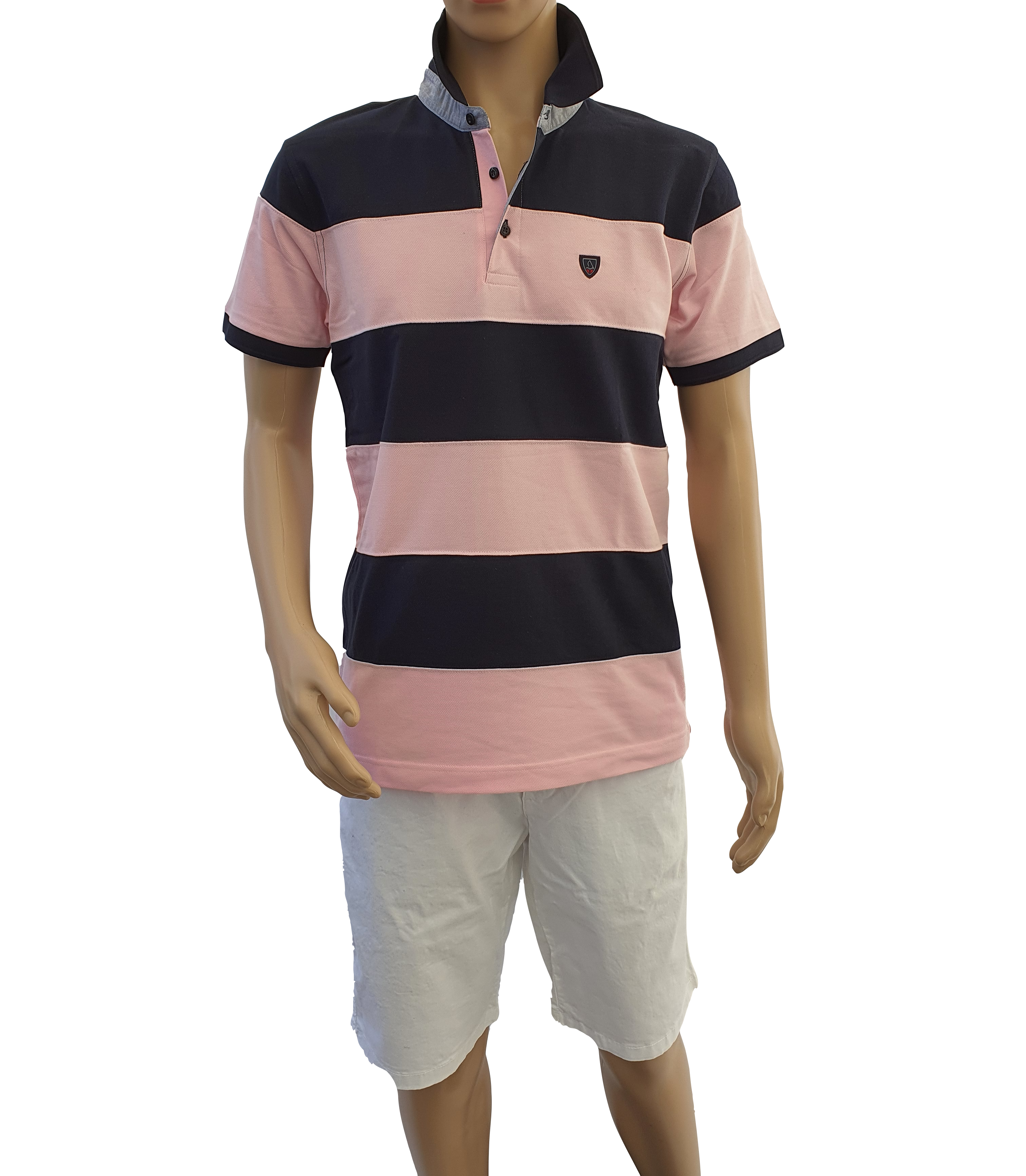 Polo Homme Manches Longues Sweat Côtelé Tricolore Yacht Collection by Win's